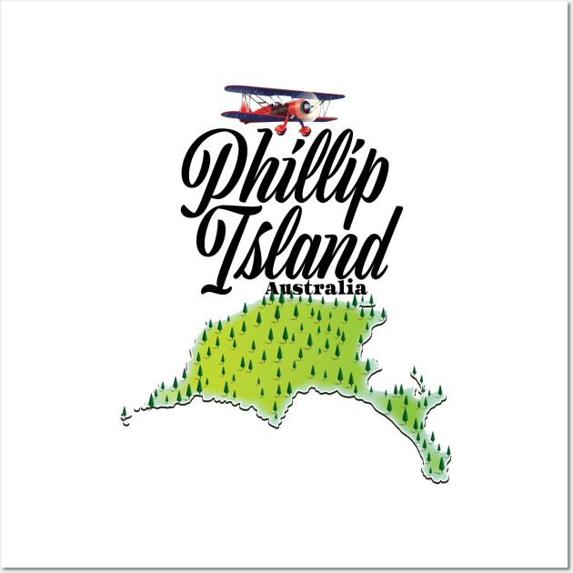 Phillip Island Australia map Wall Art by nickemporium1